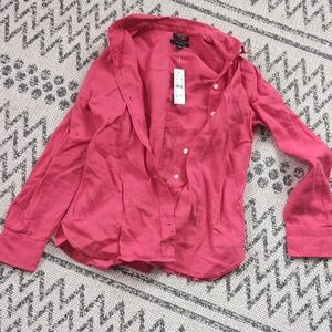 Baird McNutt x JCrew Irish Linen Pink Button-Up Shirt